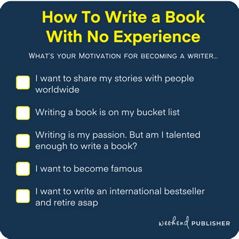 How to write a book with no experience - Jun 4, 2015 · BookMachine Staff June 4, 2015. One of the first tips any experienced author will hand down to a budding scribe is: “write about what you know”. Letting your personal experience guide your writing is not only the easiest way to get words onto the page, but the best way to make your passages meaningful, insightful and highly engaging. 
